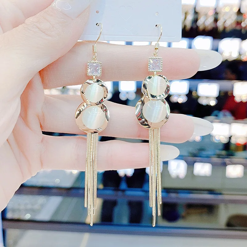 

Tiktok Live 2021 New Style of Long Wave Female Super Fairy Net Red Quality Earrings Wholesale Earings Fashion Jewelry 2020