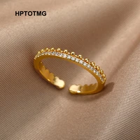 gold bead mini zircon adjustable wedding rings for women punk aesthetic open rings 2021 trend fine jewelry gifts anillos mujer