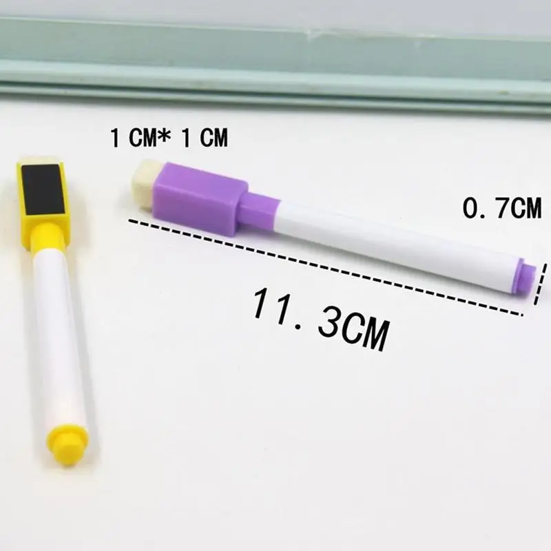 

6PC White Board Marker Erasable Dry Pen With Erase Easy Wipe Lid Marker Cap Magnet Stationer Office School Supplies Random Color