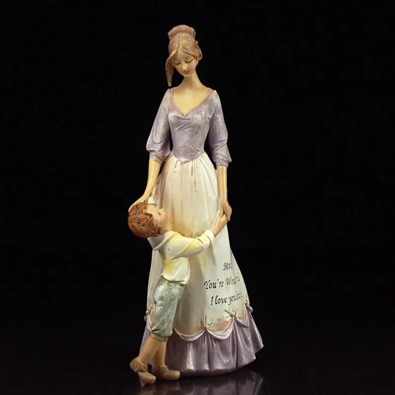 

Европейская креативная полимерная скульптура мама и ребенок, ремесла, домашний декор, ретро, семейная настольная статуэтка, украшения A1212