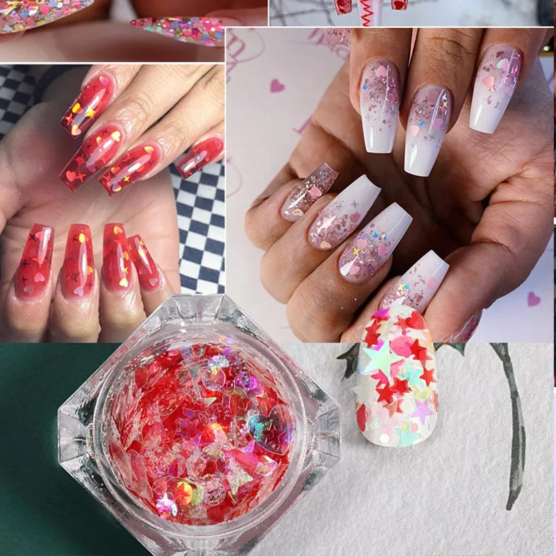 

The New 3D Mermaid Sequins Nail Glitter Flakes Mixed Mirror Hexagon DIY Spangles Nail Art Decorations