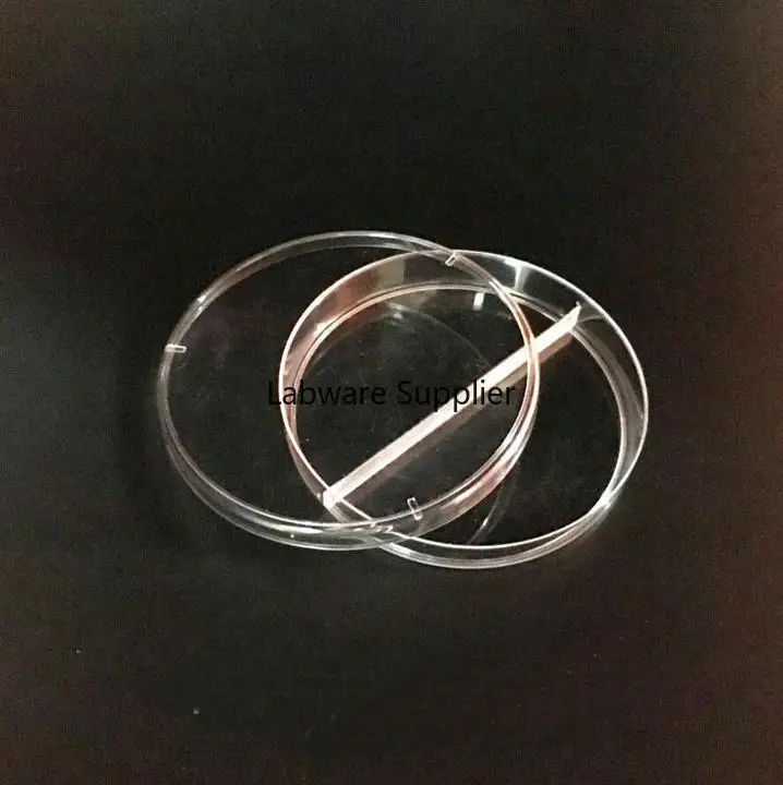

Free shipping 90mm Plastic petri dish with cover separated in two vents, I-Plate (2-Section) for Laboratory, 10pcs/pack