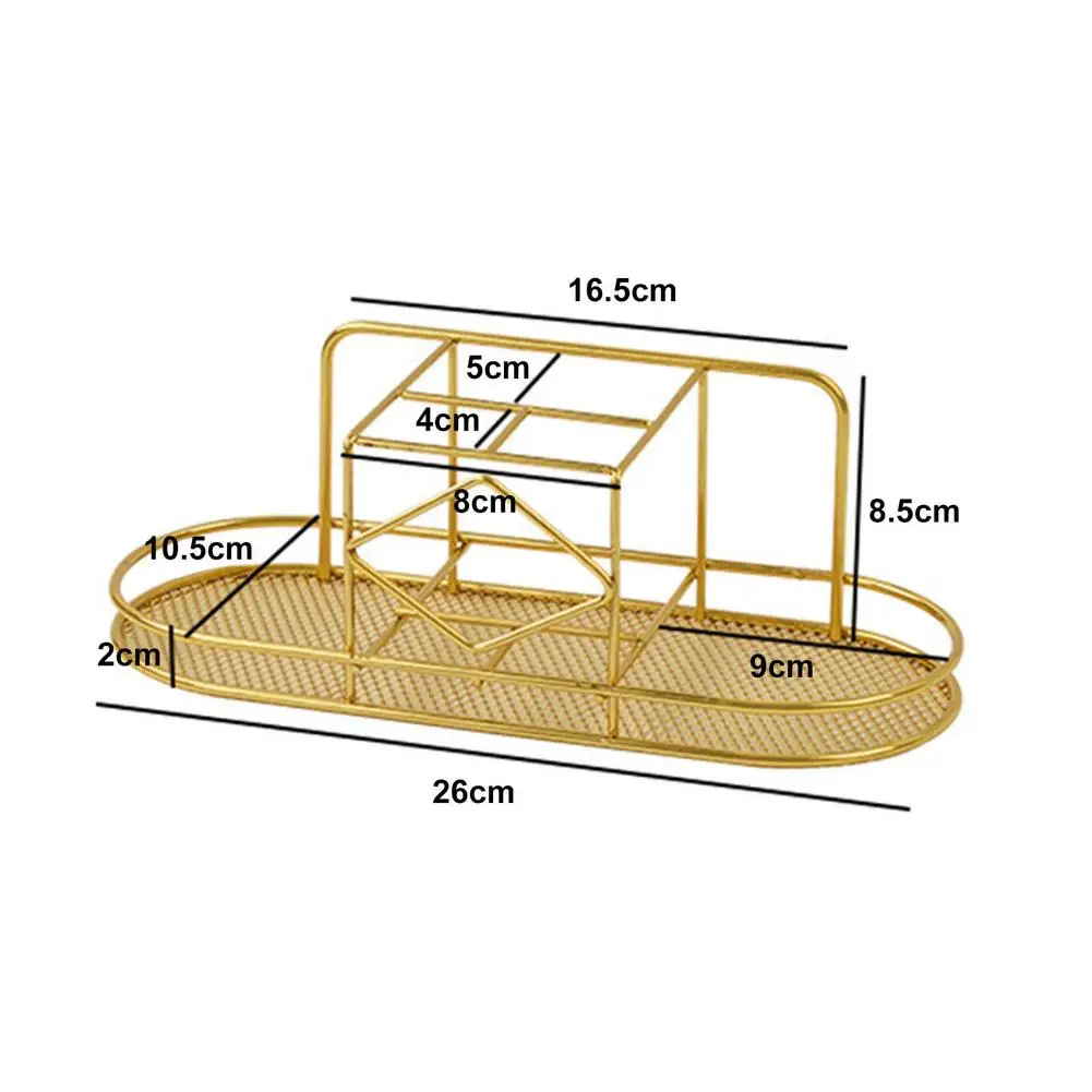 

Gold Wall Hanging Toothbrush Holder Fine Mesh Bottom Bathroom Organizer Rack Bathroom Toothpaste Cup Organizer Rack torage Rack