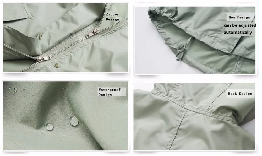 

Raincoat Women Men Ladies Rain Coat Poncho Breathable Long Portable Water-Repellent Rainwear Jacket