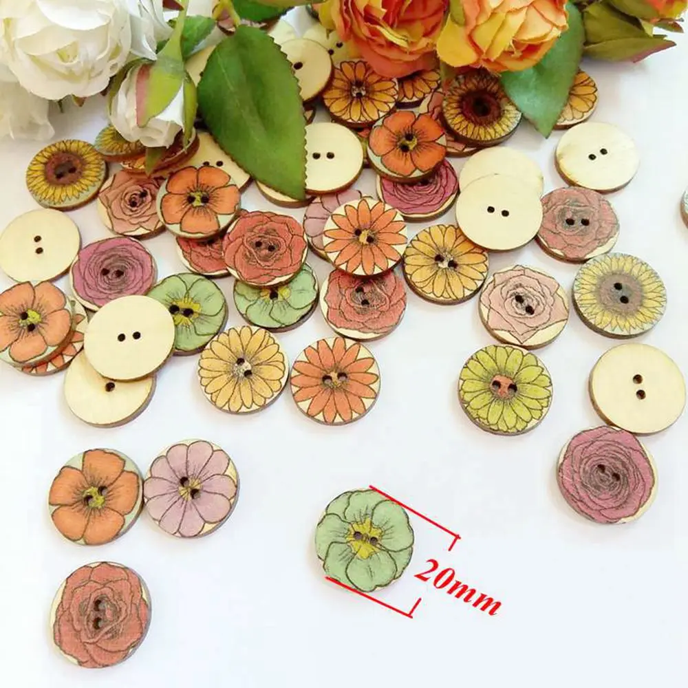 Декоративные деревянные пуговицы для рукоделия 50/шт./упак. цветов кнопки шитья