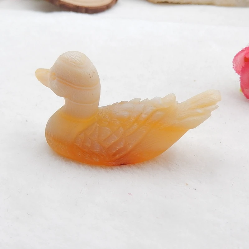 Natural stone Agate Carved duck cabochon,Semiprecious stone jewelry 55x32x20mm,27.3g