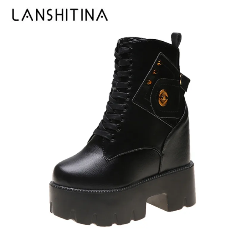 Зимние теплые ботинки в байкерском стиле Женские осенние кожаные на молнии