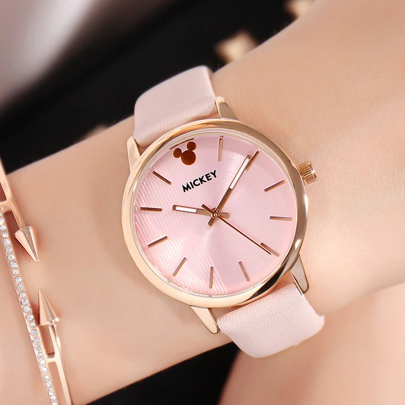 Женские часы Disney брендовые Детские с кожаным ремешком модные милые наручные для