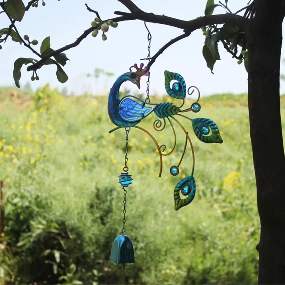 

Colorful Peacock Pendant Bell Wind Chimes Indoor Outdoor Balcony Garden Decor Yard Retro Garden Tubes Bells Decoration