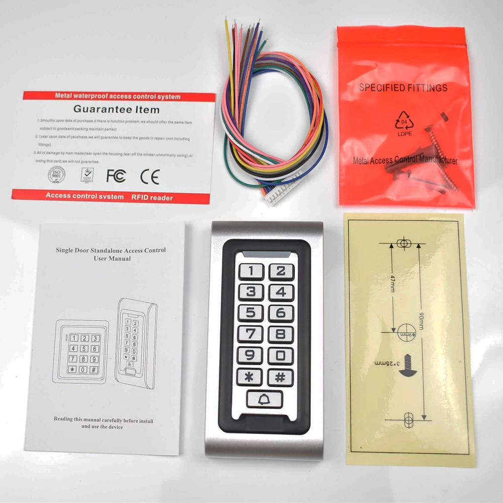 

LED Keypad RFID 125khz Access Control System Proximity Card Standalone 2000 Users Door Access Control Metal Case