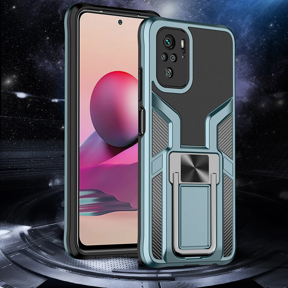 

Armor With Ring Stand Holder Shockproof Phone Cover For Xiaomi Redmi Note 10 10s 9s 11 Pro Max 9A 9T POCO X3 Pro NFC F3 M3 Case