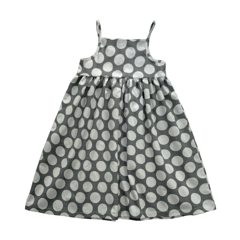 

2021 Summer Fashion Girl Dress Polka Dot Sling Sleeveless Can Be Worn on Both Sides Cute Casual Princess Dress for Girls