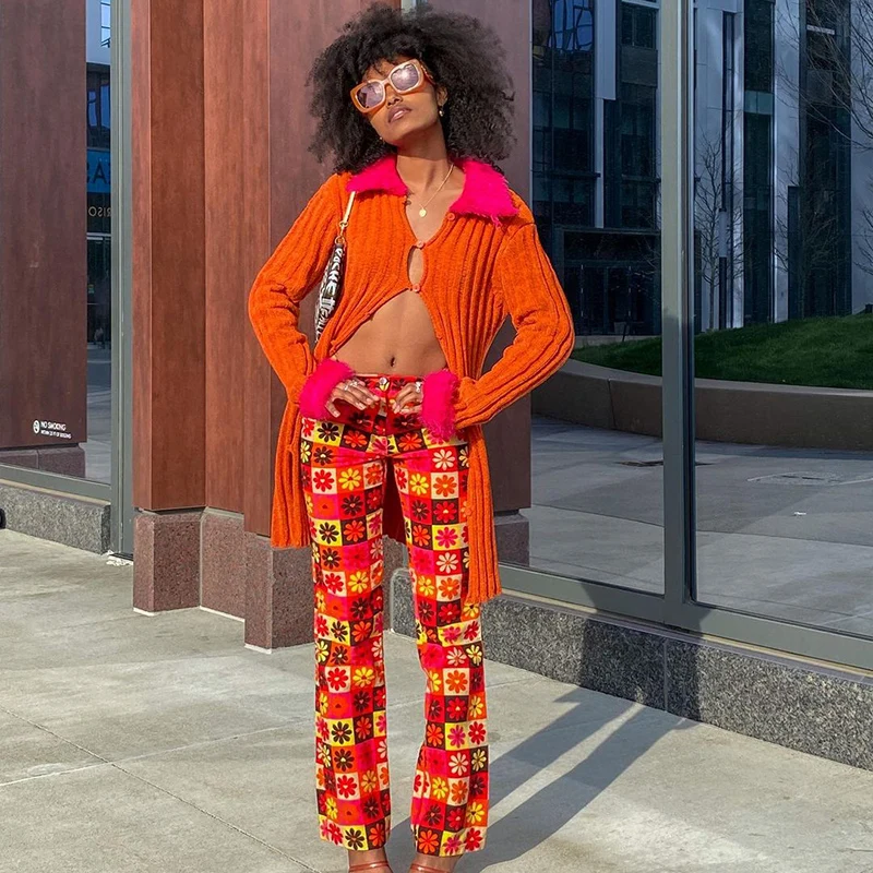 

Y2K SHarajuku traight Pants Women Vintage Fashion Floral Print Cargo Sweatpants Streetwear Fashion Trousers indie 90s aesthetic