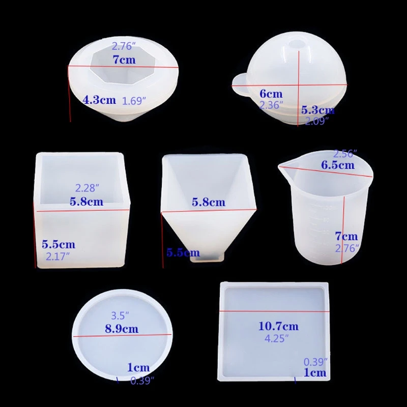 

48Pcs 3D Pyramid Cubic Sphere Diamond Large Clear Silicone Resin Casting Molds B36D