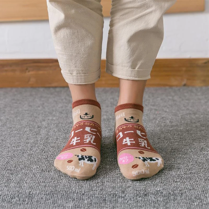Для женщин забавные носки для девочек хлопковые Harajuku Socken японские напитки с