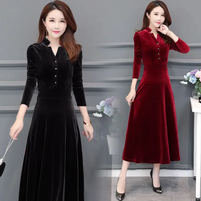 Высококачественное женское платье на осень и зиму 2020 винтажное однотонное