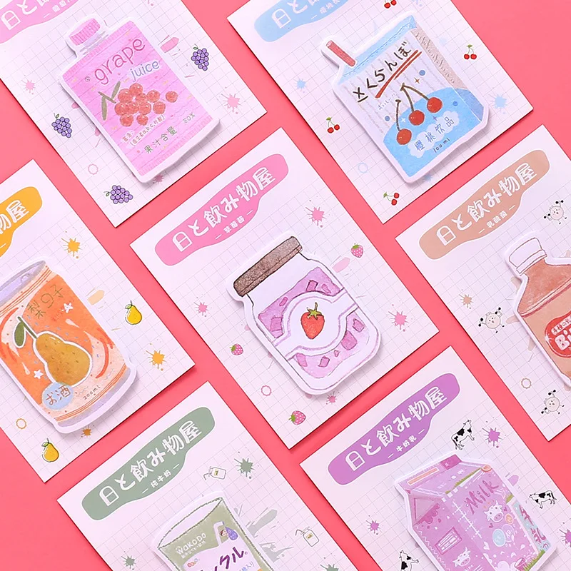 

1Sets/lot Memo Pads Sticky Notes Creative Girl heart Drink Scrapbooking Stickers Office School stationery