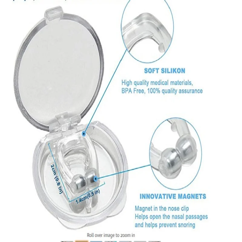 Силиконовая Магнитная заглушка для храпа устройство против зажим носа магнит
