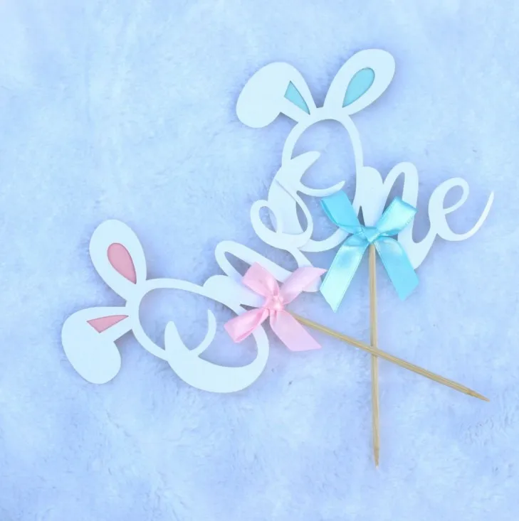 1 шт. розовый голубой кроличий ушко топпер для торта украшение первого дня