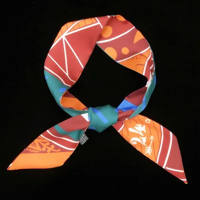 

85*5cm New Geometric Printing Tie Bag Small Ribbon Ladies Small Neckerchief Twill Weave Silk Scarf Scarf