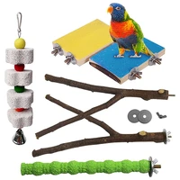 practical parrot perch stand platform bird stand toys natural wood playground stick grinding with birds toy for parakeet