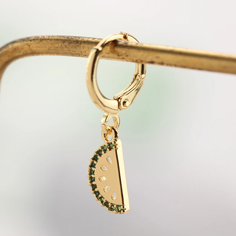 Женские серьги подвески в виде фруктов медные Корейском стиле с фианитом