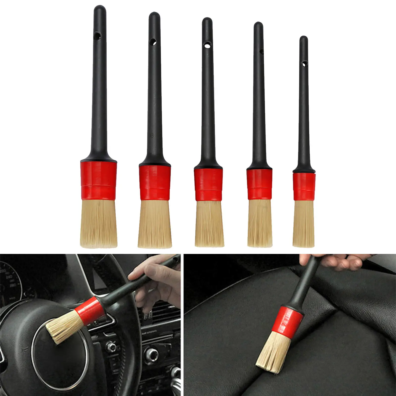 

Set of 5 Car Exterior Detailing Brush Set for Cleaning Engine Air Vent