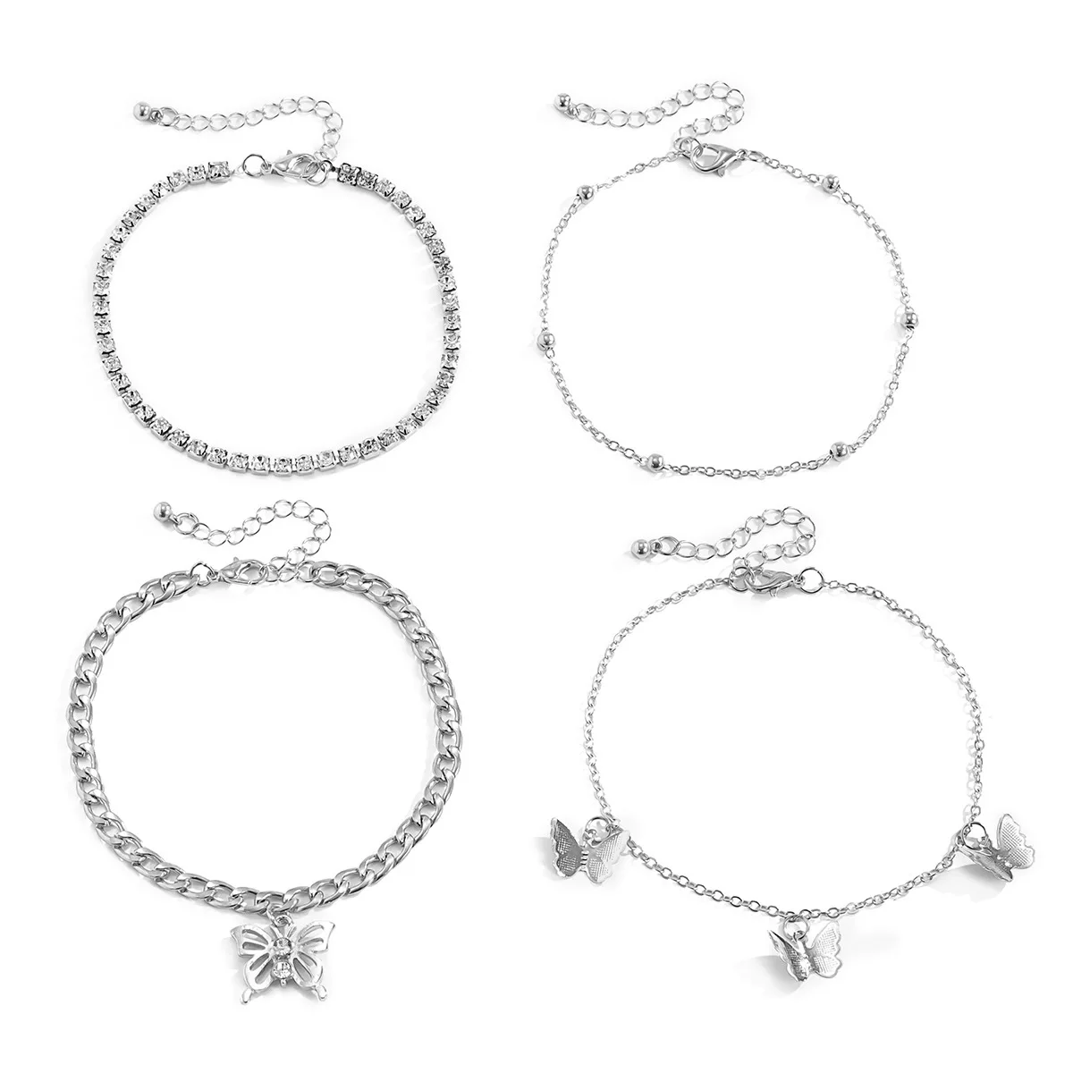 

CARERJEW Simple Temperament Flexible Butterfly Micro Foot Chain Women's Retro Fashion Diamond Inlaid Multi-layer Decoration