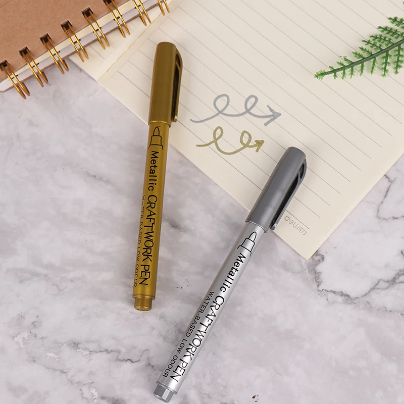 

DIY Metallic Waterproof Permanent Paint Marker Pens Gold And Silver For Drawing Students Supplies Marker Craftwork Pen