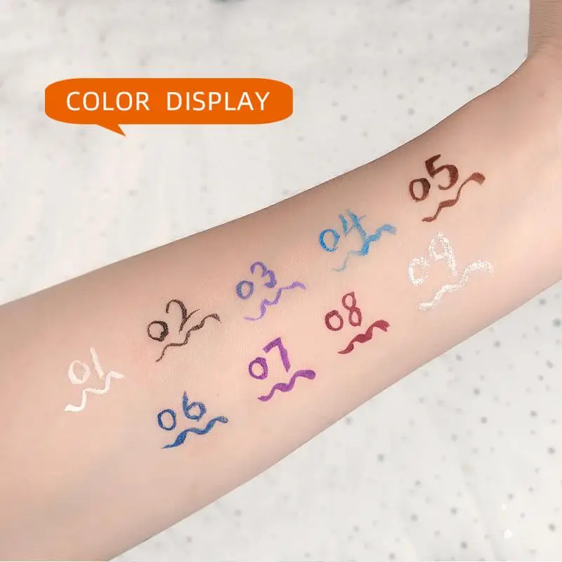 Жидкая подводка для глаз Стойкая водостойкая Матовая Серебристая макияж