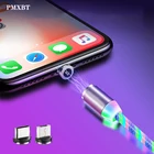 Магнитный USB-кабель со светодиодной подсветкой, цветной светящийся провод для быстрой зарядки телефонов iphone, Xiaomi, Micro USB Type-C