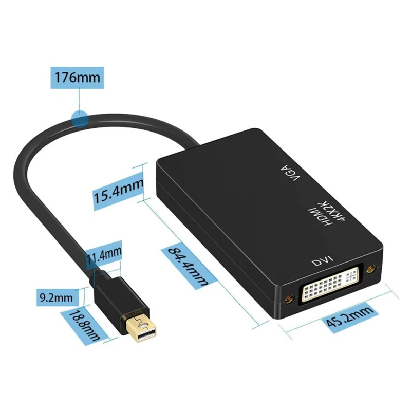 Адаптер Jillway Mini для порта дисплея HDMI VGA DVI 4K DP 3 в 1 коннектор конвертер видеодисплея