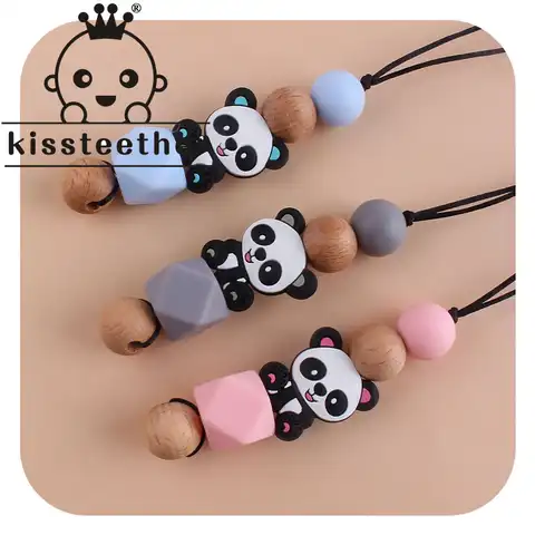 Силиконовые бусины Kissteether Woodens, милая панда, детское ожерелье для младенцев, игрушки для прорезывания зубов, ожерелье для новорожденных
