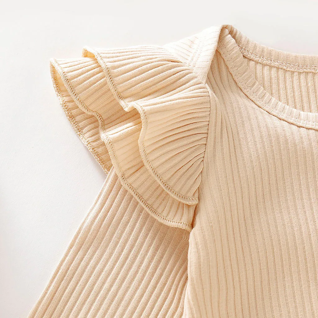 Детский комбинезон с оборками однотонное боди цветочным принтом и повязка на