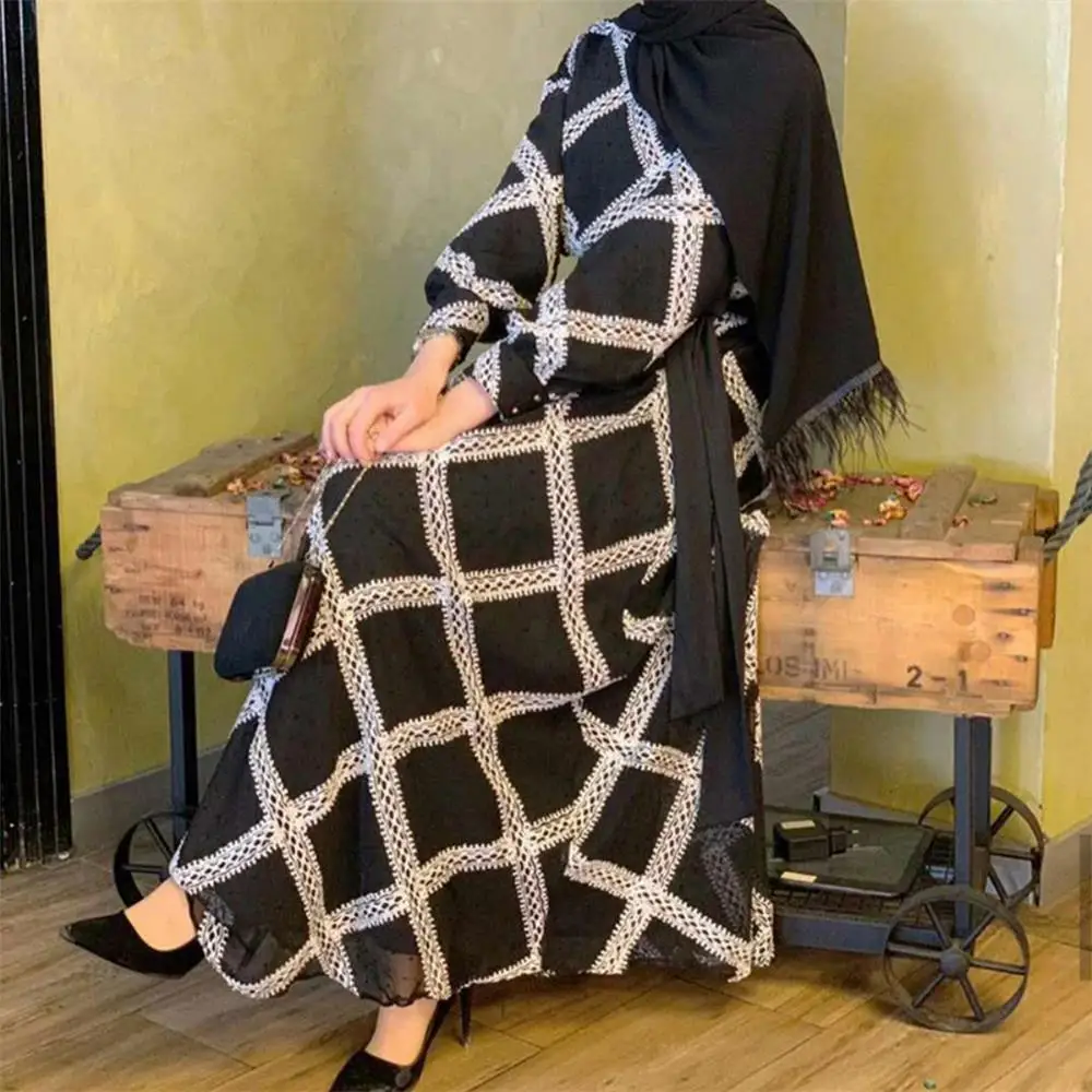Мусульманское платье Кафтан Abaya с модным принтом Малайзия Турция индейский стиль