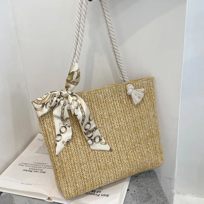 

Bohemian Straw Bag Large Capacity Woven Shoulder Bags Fashion Trend Women Handbag and Purse Summer Seaside Vacation Beach Bags