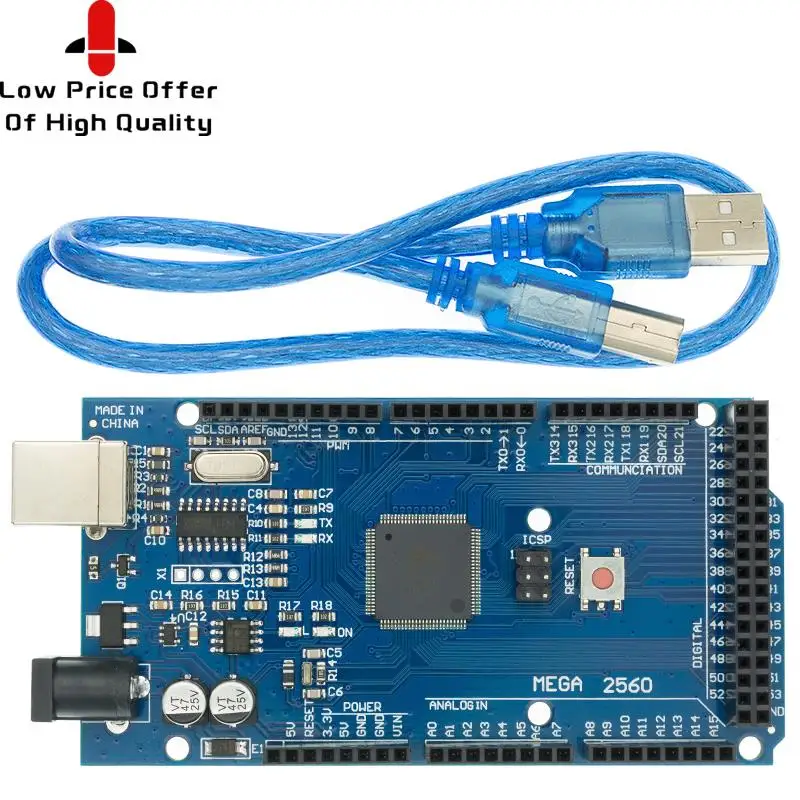 10 шт. SAMIORE ROBOT MEGA2560 MEGA 2560 R3 (ATmega2560-16AU CH340G) AVR USB-плата с/без USB-кабеля - купить по
