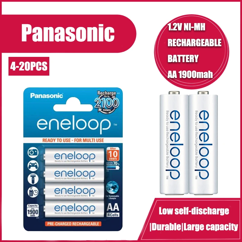 

New Panasonic Eneloop 1900mAh AA 1.2V NI-MH Rechargeable Batteries For Electric Toys Flashlight Camera Pre-Charged Battery