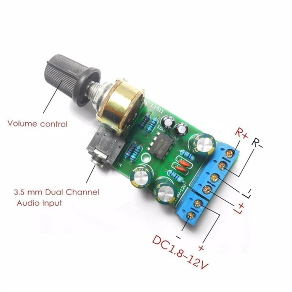 DC1.8 12V TDA2822M усилитель 2 0 канала стерео 3 5 мм AUX Аудио Amp плата модуль|Операционные