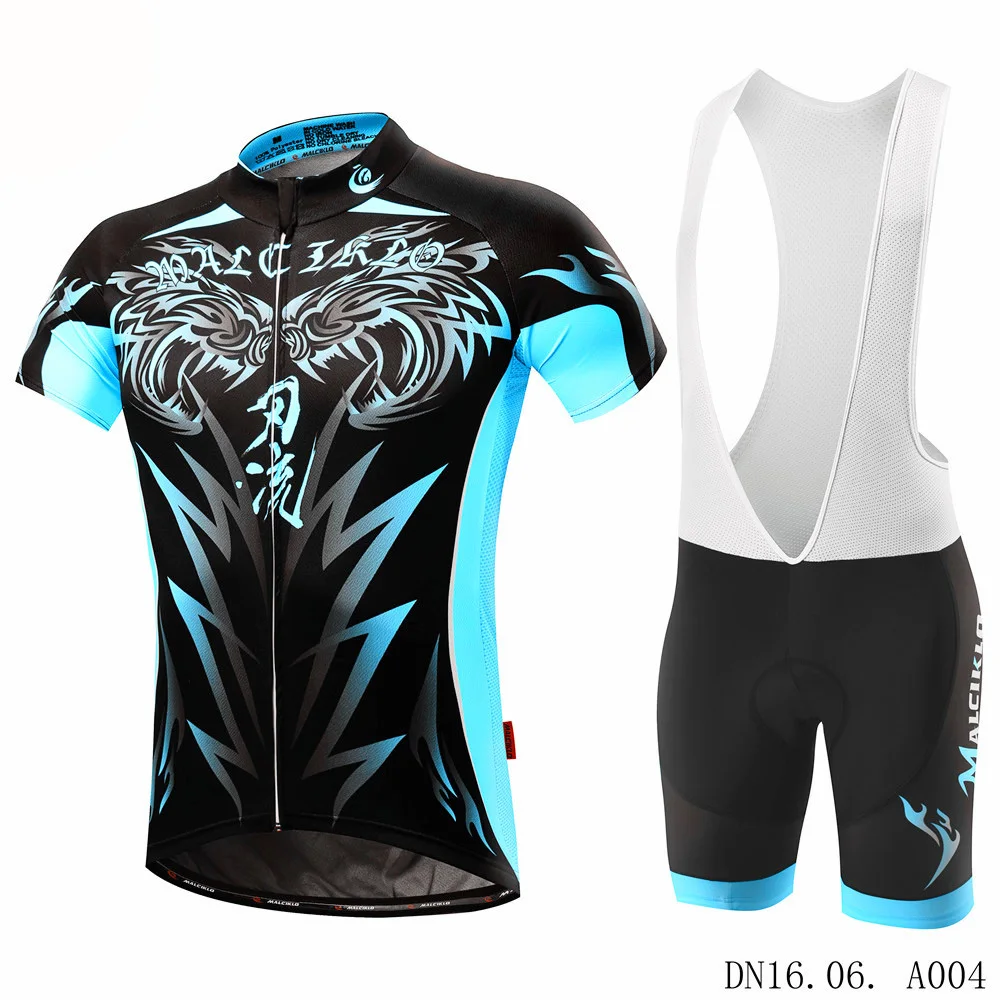 

Malciklo Men's Short Sleeve Cycling Jersey with Bib Shorts Black Black / White Floral Botanical Bike Jersey Bib Tights Breatha