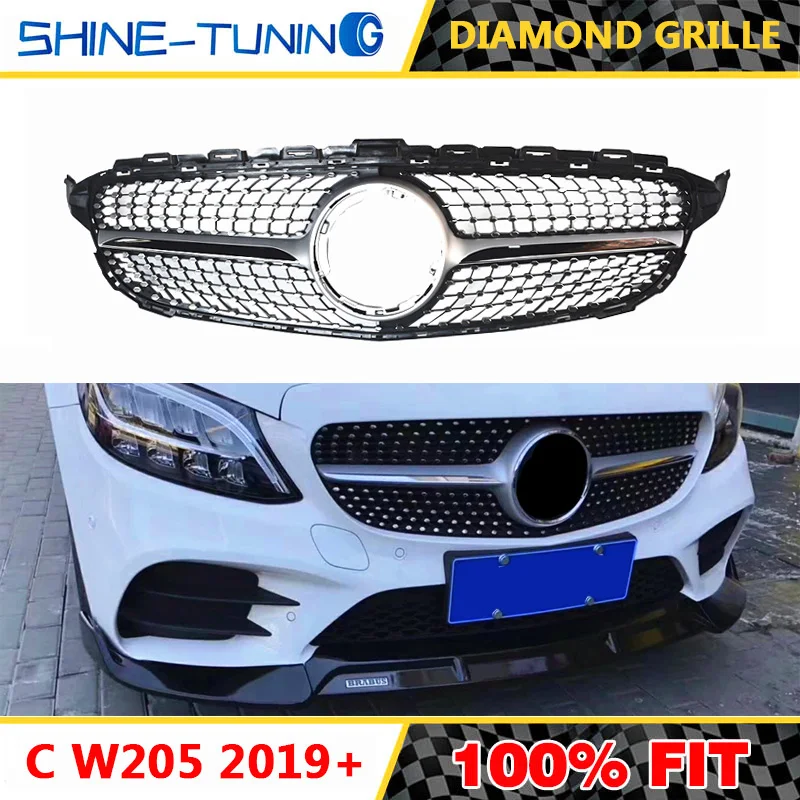 Алмазная решетка радиатора подходит для mercedes C Class w205 2019 c63 C450 C250 C180 C200 C220 C63