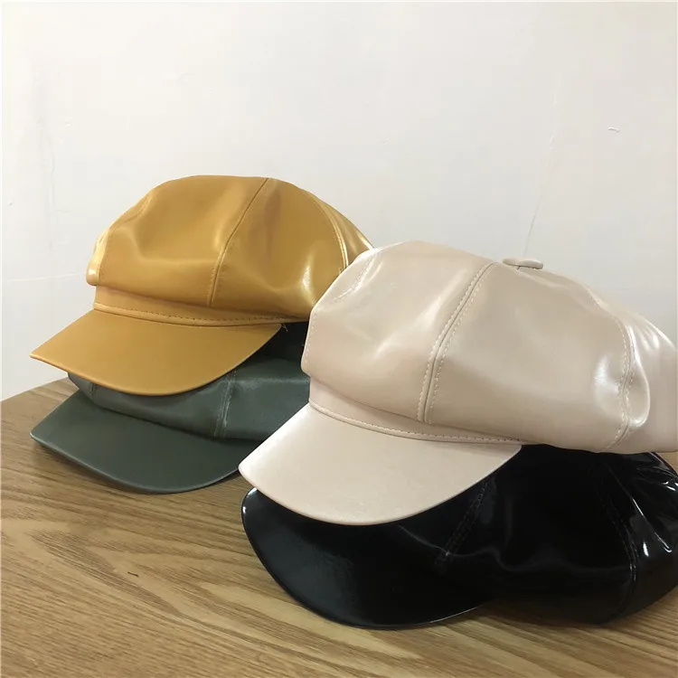 01909-ting002 Классическая Стильная однотонная Глянцевая модная женская шляпа козырек женская шляпа для отдыха