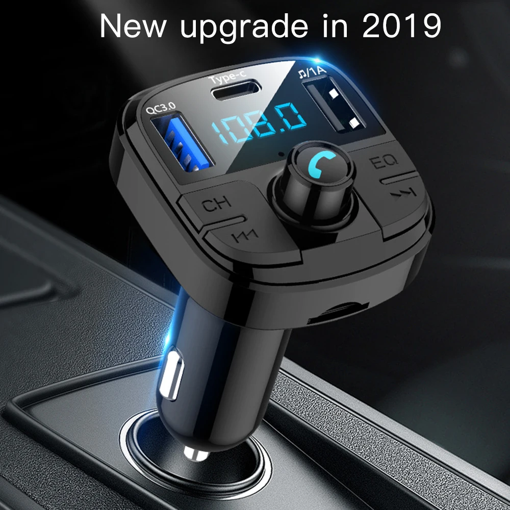 Car Bluetooth 5.0 FM Transmitter Bass MP3 Player Radio Adapter Charger USB Power Adapte | Автомобили и мотоциклы