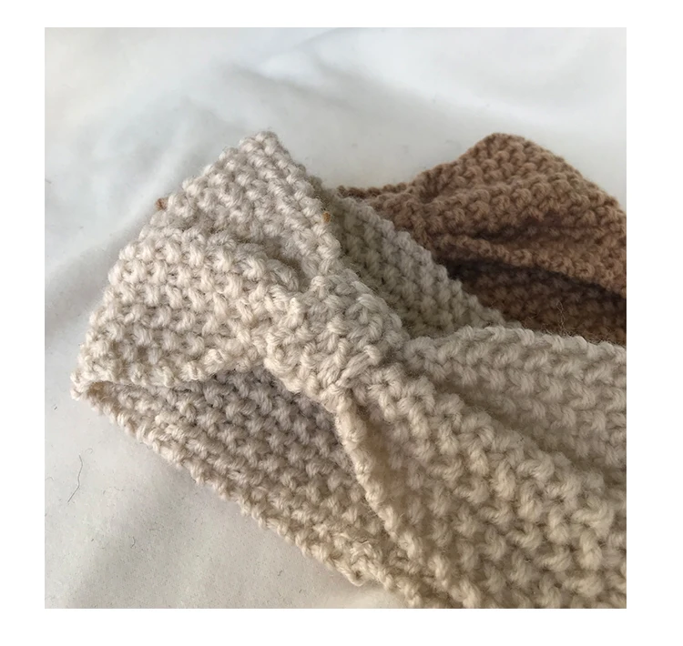

Olive Green Pear-shaped Headband Knit All-match Wool Headband Korean Wide Edge Weave Tide Hair Bands for Women