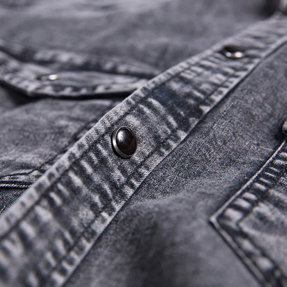 Camisas Masculina Men's Casual Slim Fit Button Shirt With Pocket Short Sleeve Tops Blouse Fashion Men Denim | Мужская одежда