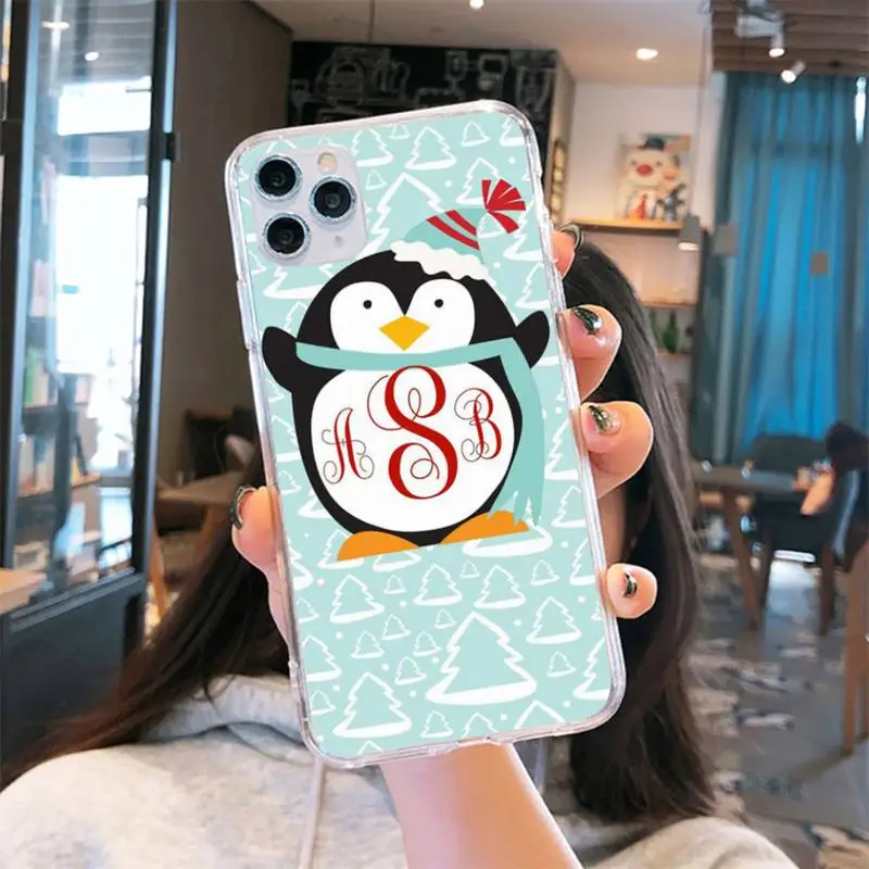 

Cartoon cute penguin Phone Case Transparent soft For iphone 5 6 7 8 11 12 s c se plus mini x xs xr pro max cover shell funda