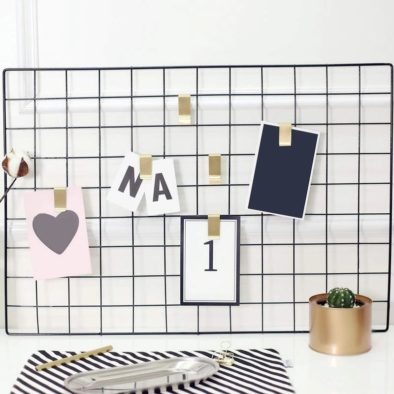 2 Pack Grid Wall Panels Metal Wire Photo Rack Multifunctional Display Organizer for Hanging Picture DIY Decoration (Black with | Дом и сад