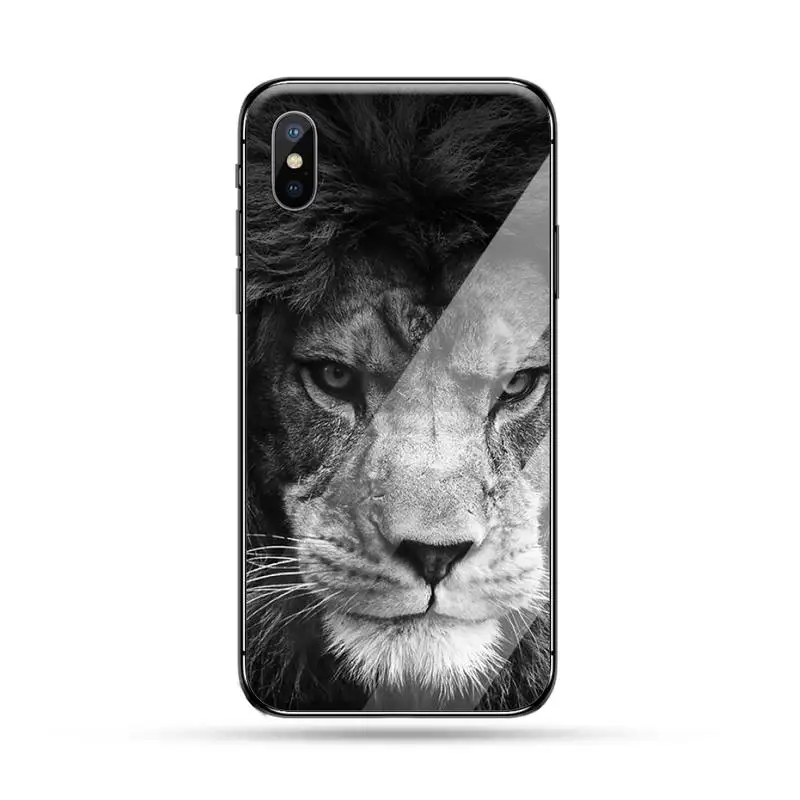 

lion Luxury cool Fashion Phone Case coque FundaTempered glass For iphone 6 6S 7 8 plus X XS XR 11 12 mini PRO MAX