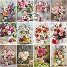 Алмазная 5d картина HUACAN, мозаика в виде Розы, пион, украшение для стен, сделай сам, вышивка с цветами
