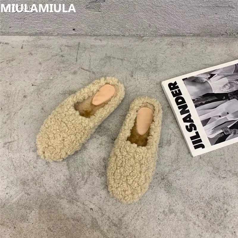 Зимняя Новинка 2020 года Модные меховые шлепанцы на плоской платформе с